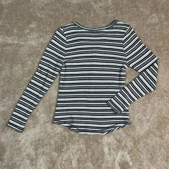 Lucky‎ Brand Henley Long Sleeve Top Womens XL Striped Thermal Textured Knit - Picture 8 of 8
